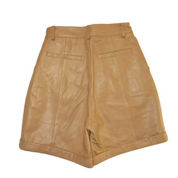 NWT Deadwood Suzy Short in Tan Recycled Leather Pleated Shorts EU 34 / US 4 - Picture 10 of 11